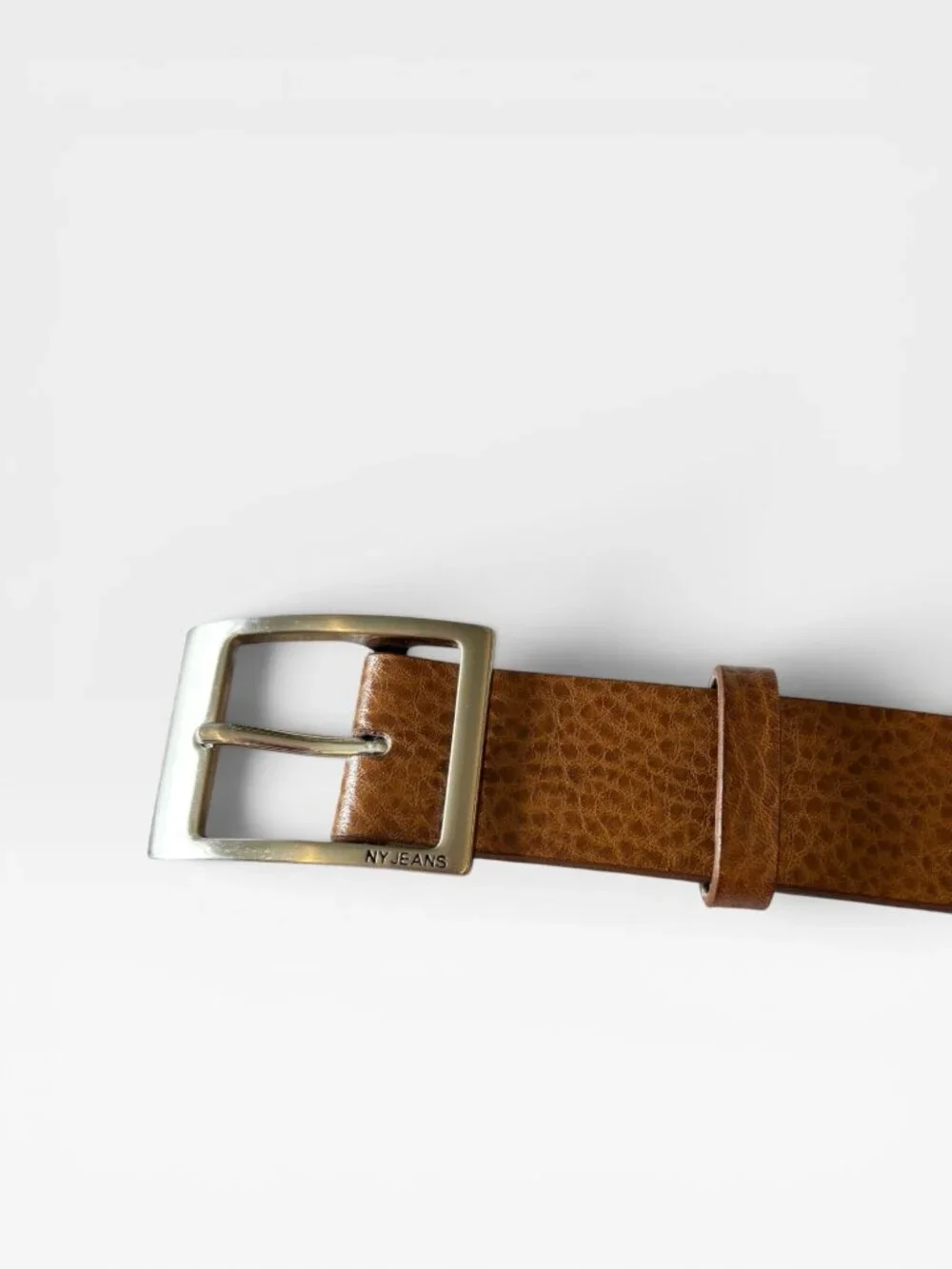 New York & Company Brown Textured Belt Silver Buckle Size Medium 37”